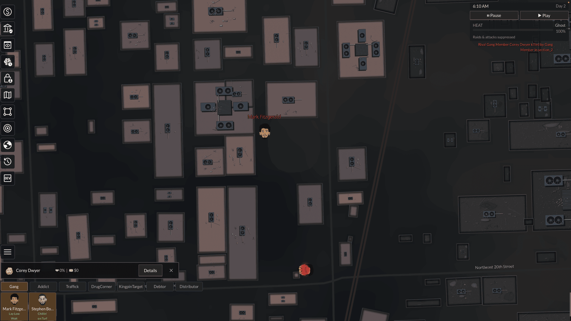 A fight playing out on the map between hostile crews.